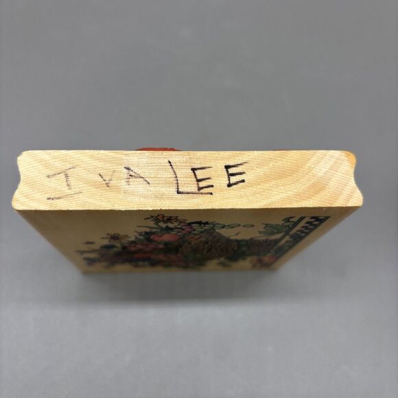 Sandi Gore Evans Wood Rubber Stamp Peach Basket Flowers Bird Fruit 1997 Uptown - Picture 4 of 7